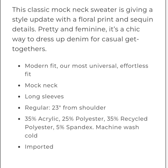 NWT Mock Neck Embellished Floral Sweater - Picture 11 of 11